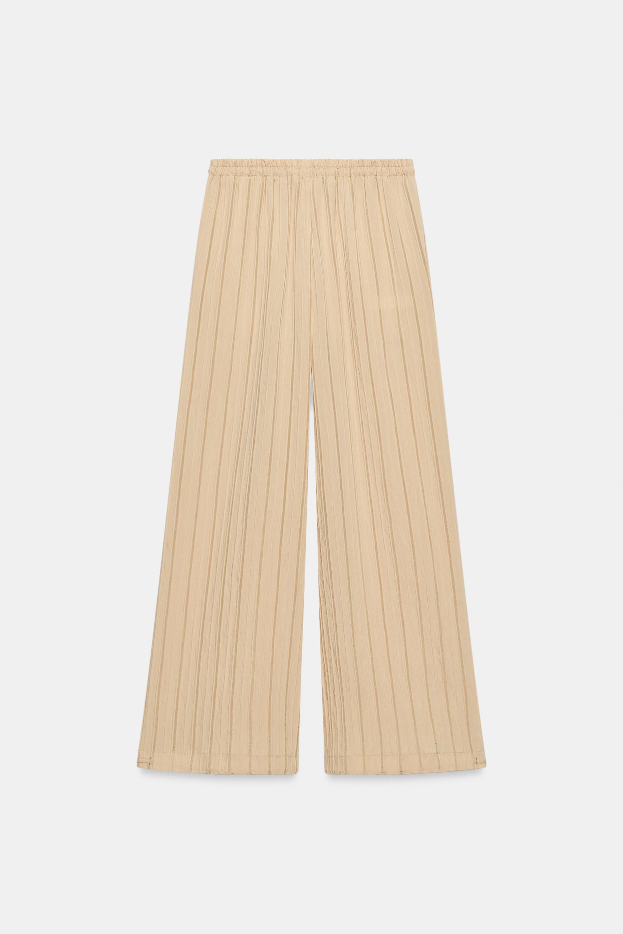STRIPED WIDE LEG PANTS WITH ELASTIC WAIST